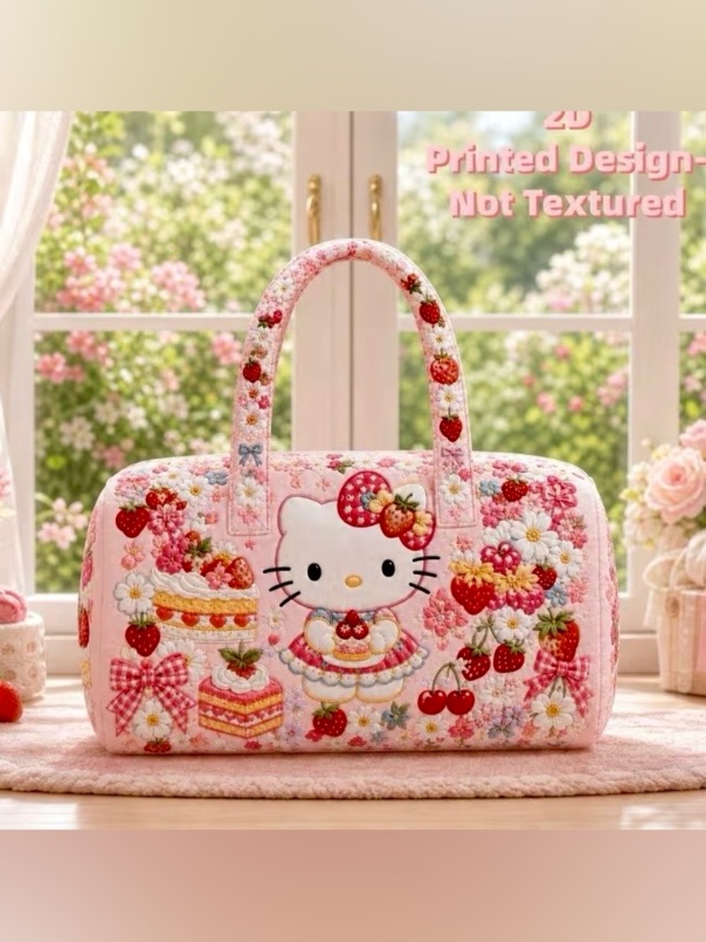 Hello Kitty Sanrio Pink Strawberry Quilted Tote Bag